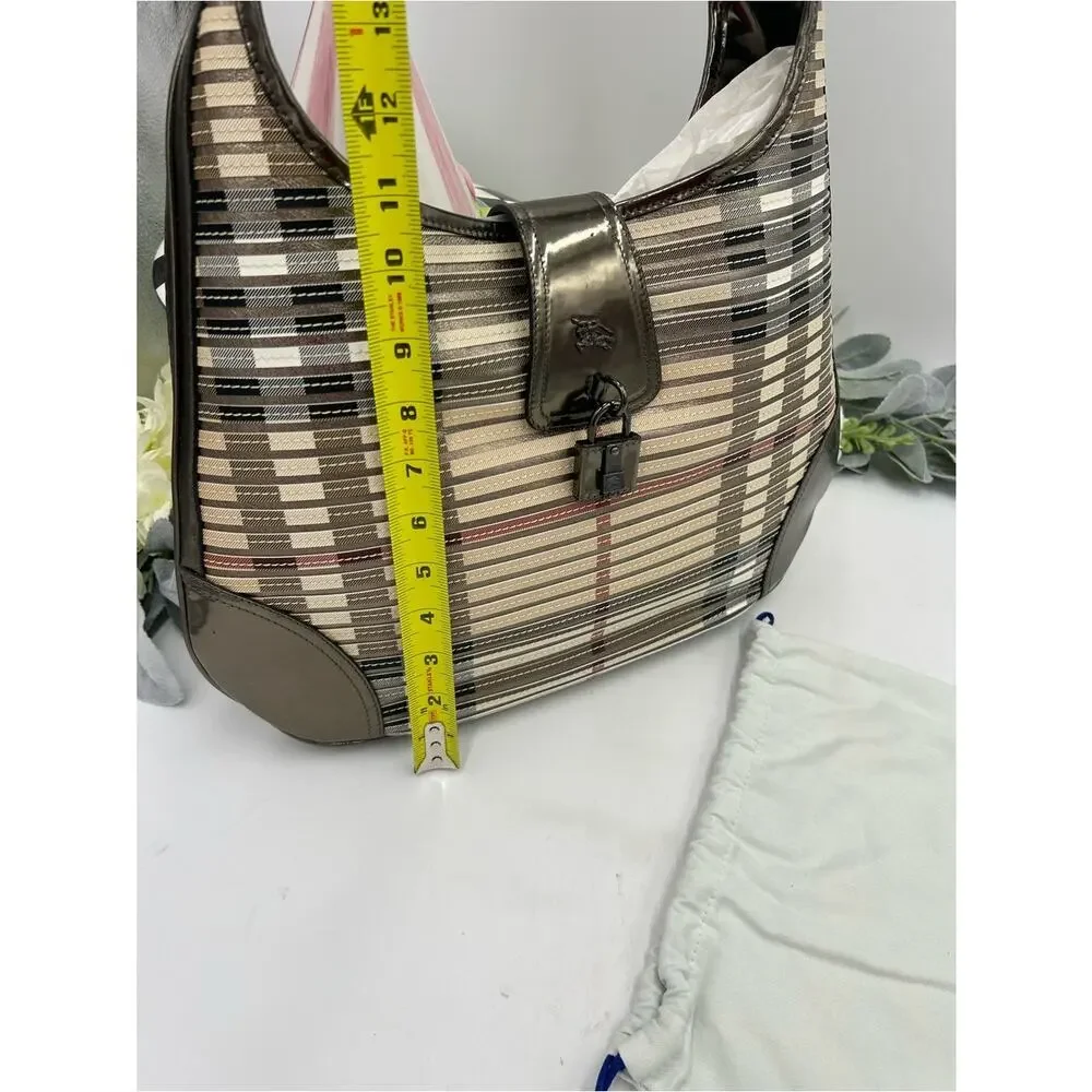 Women's Burberry Brooke hobo Bag canvas check made in Italy pristine condition